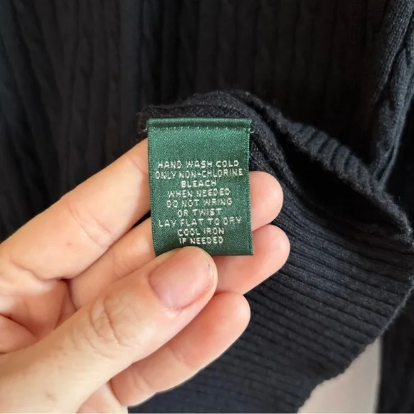 Lauren Ralph Lauren Womens XL Silk Cashmere Sweater Black Mock Layer Career Top - Picture 5 of 8